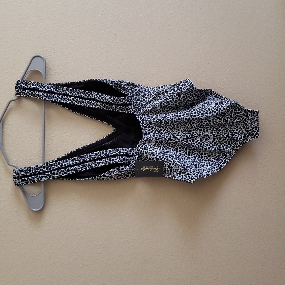 Frederick's Capri Plunge Neckline One Piece Swim Suit - Picture 3 of 7